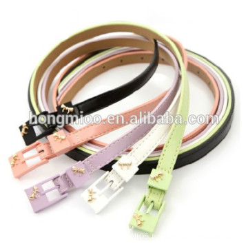 Candy color sweet carving lady's skinny patent leather belt